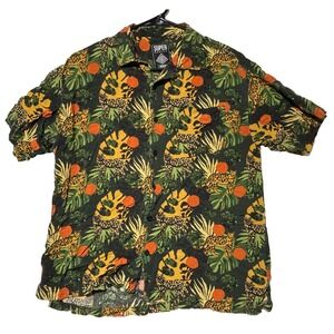 Massive Button Up Shirt Mens MED Safari Jungle Colorful Animal Pattern Tropic